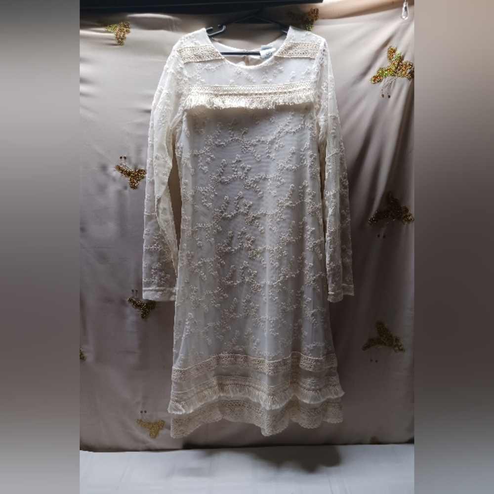 Peaches & Cream Dress / Size 12 / Lace,lined-Flower Girl